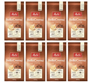 8x Melitta BellaCrema La Crema 1 kg ziarnista